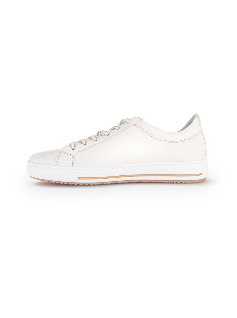 Baskets  en cuir lisse Blanc - Kiabi