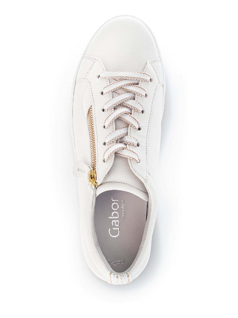 Baskets  en cuir lisse Blanc - Kiabi