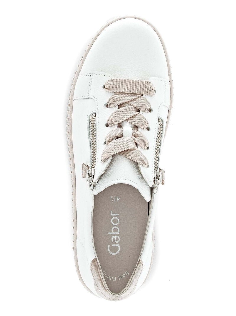 Baskets  en cuir lisse Blanc - Kiabi