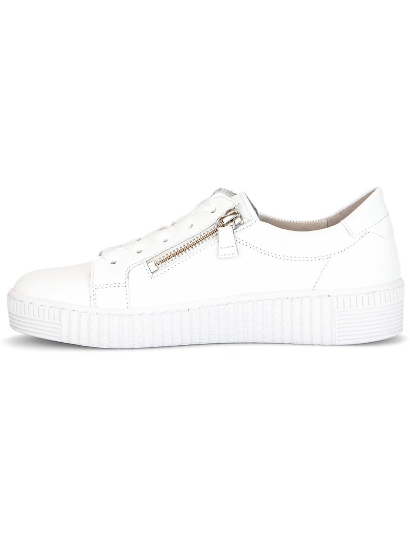 Baskets  en cuir lisse Blanc - Kiabi