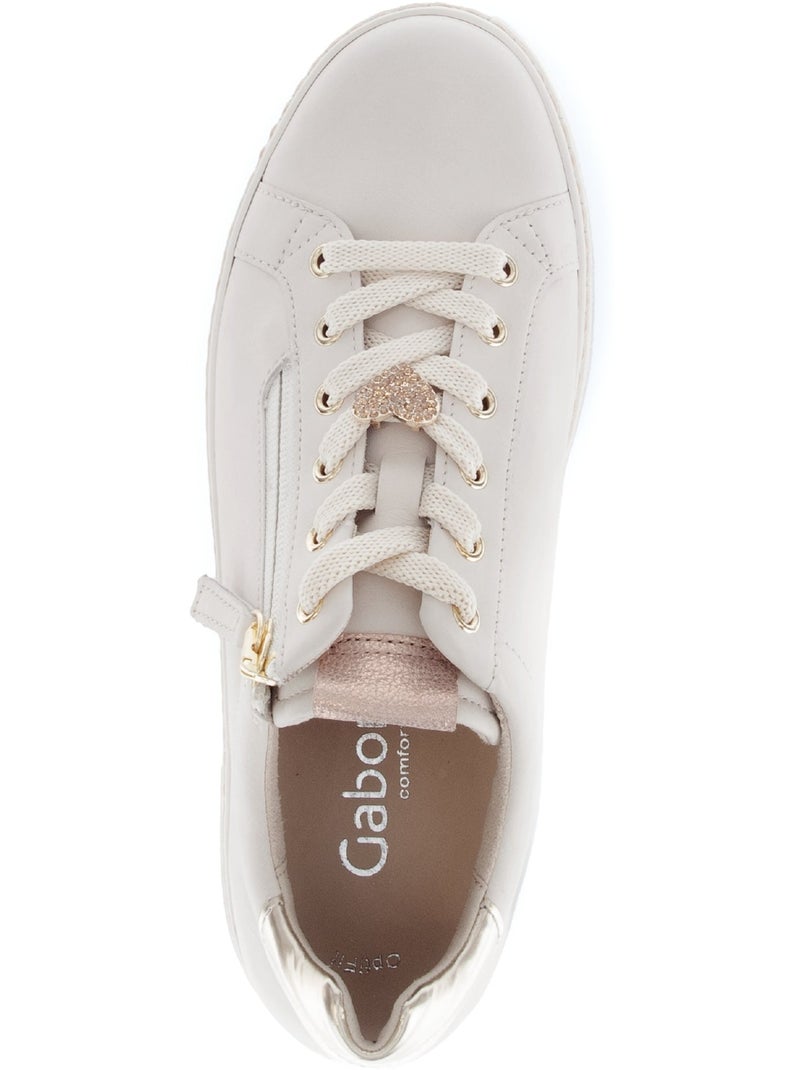 Baskets  en cuir lisse Blanc - Kiabi