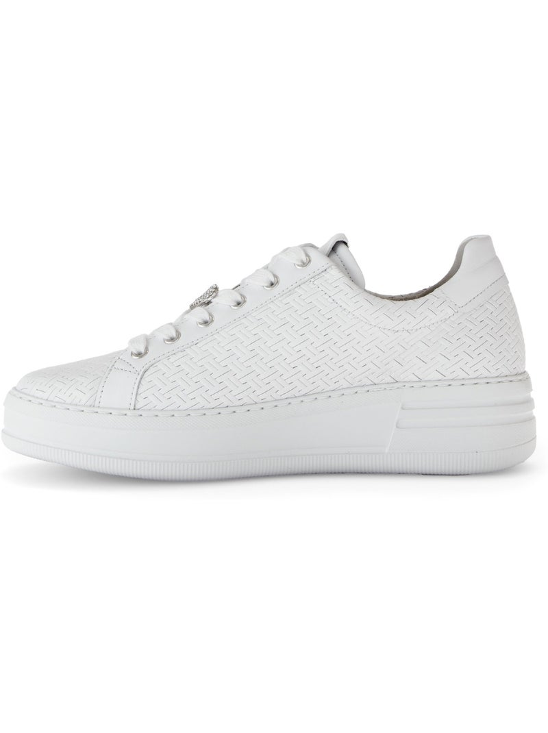 Baskets  en cuir lisse Blanc - Kiabi