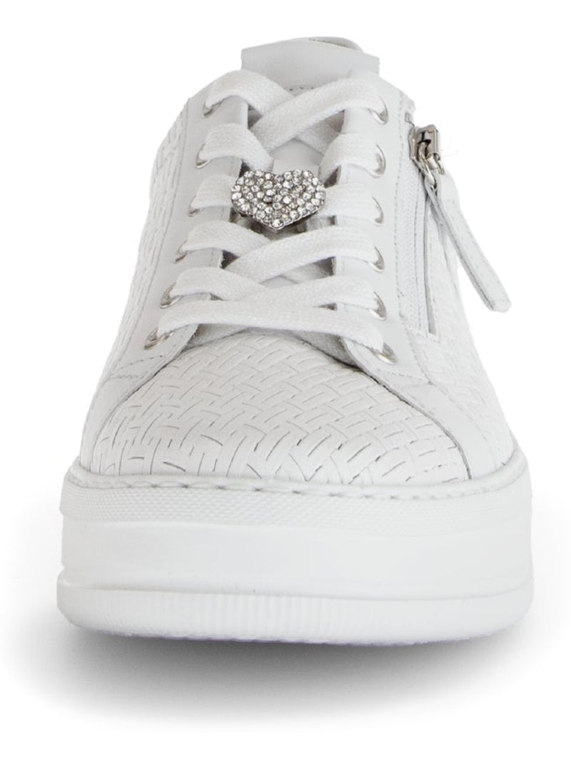 Baskets  en cuir lisse Blanc - Kiabi