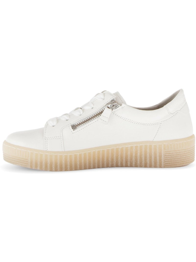 Baskets  en cuir lisse Blanc - Kiabi