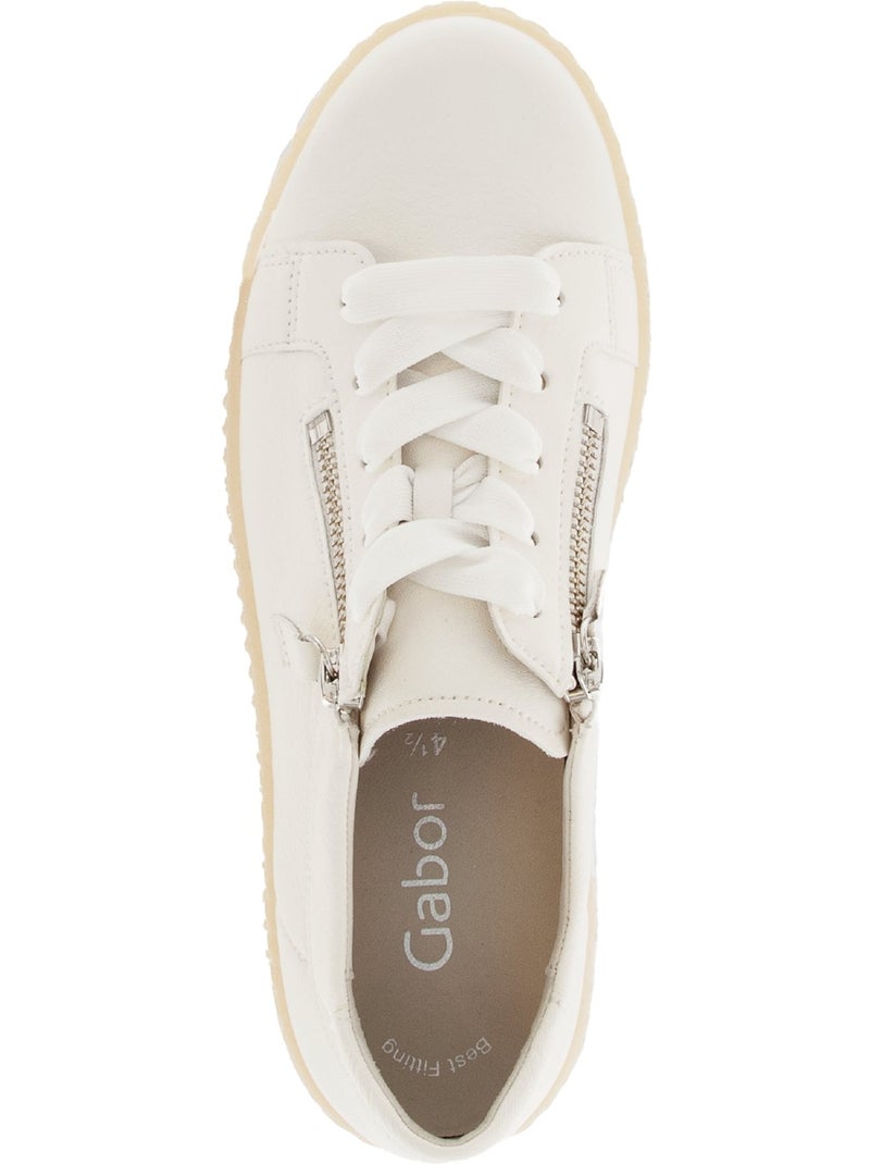 Baskets  en cuir lisse Blanc - Kiabi