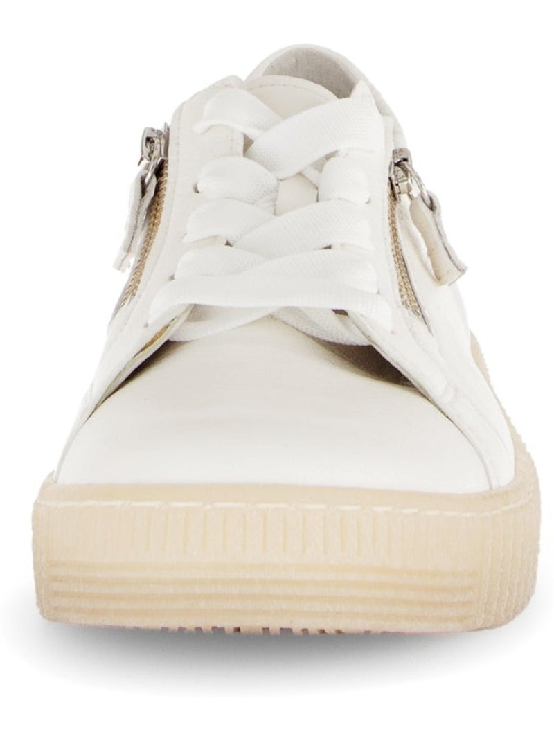 Baskets  en cuir lisse Blanc - Kiabi