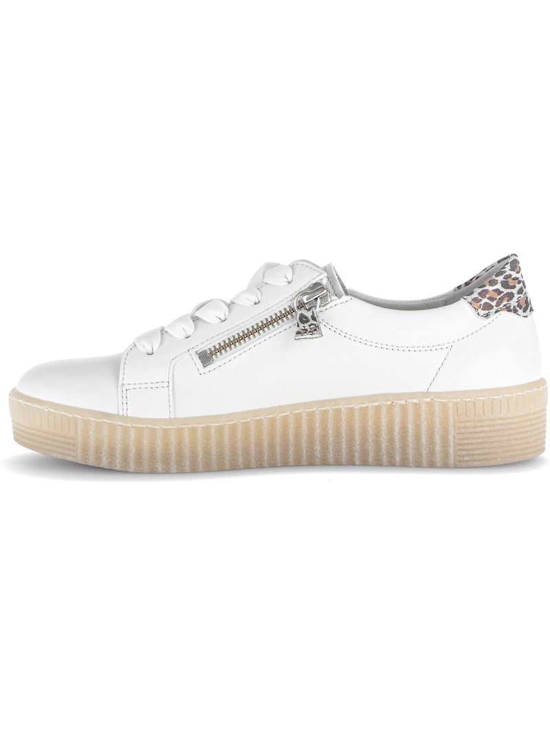 Baskets  en cuir lisse Blanc - Kiabi