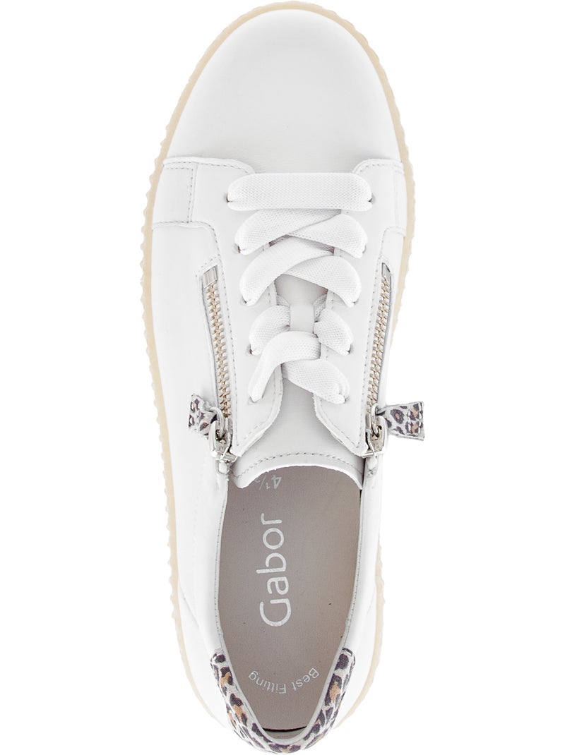 Baskets  en cuir lisse Blanc - Kiabi