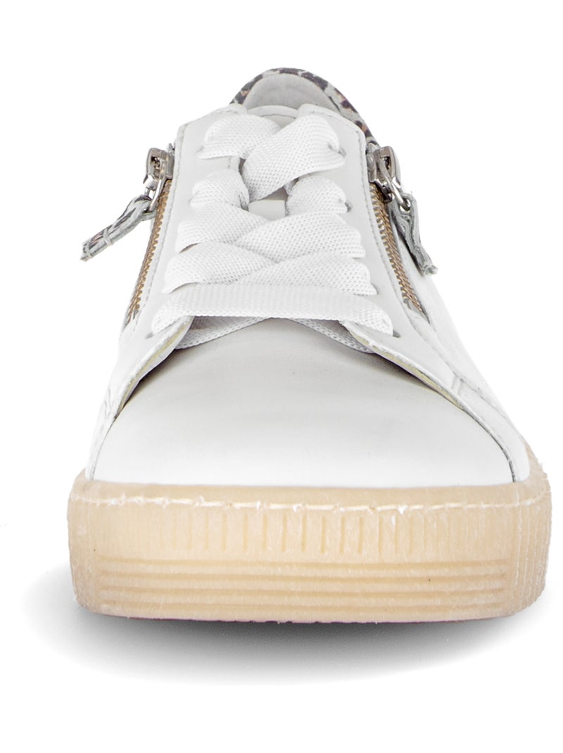 Baskets  en cuir lisse Blanc - Kiabi