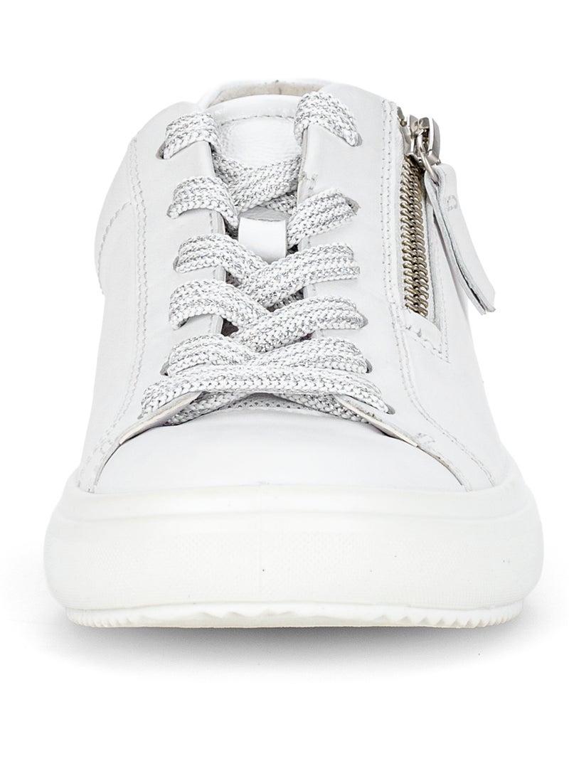 Baskets  en cuir lisse Blanc - Kiabi