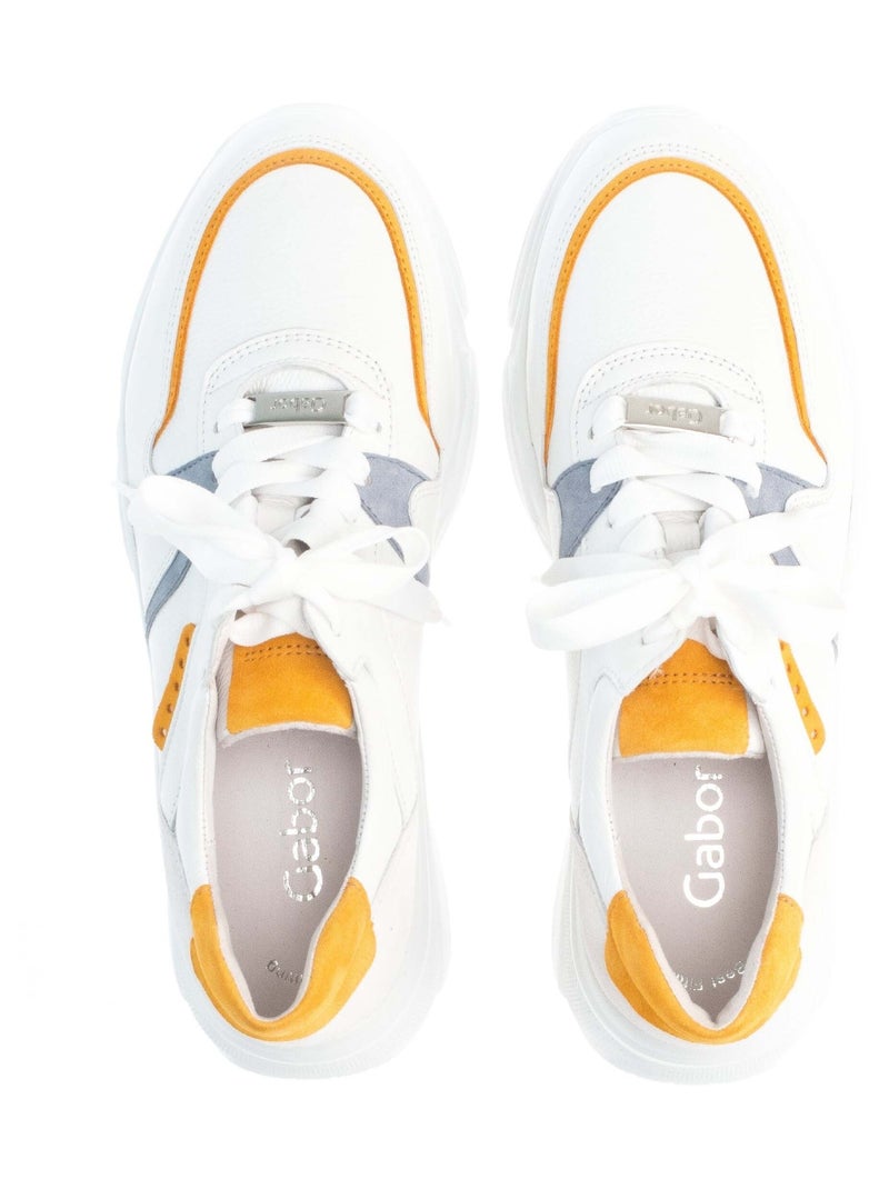 Baskets  en cuir lisse Gabor Blanc - Kiabi