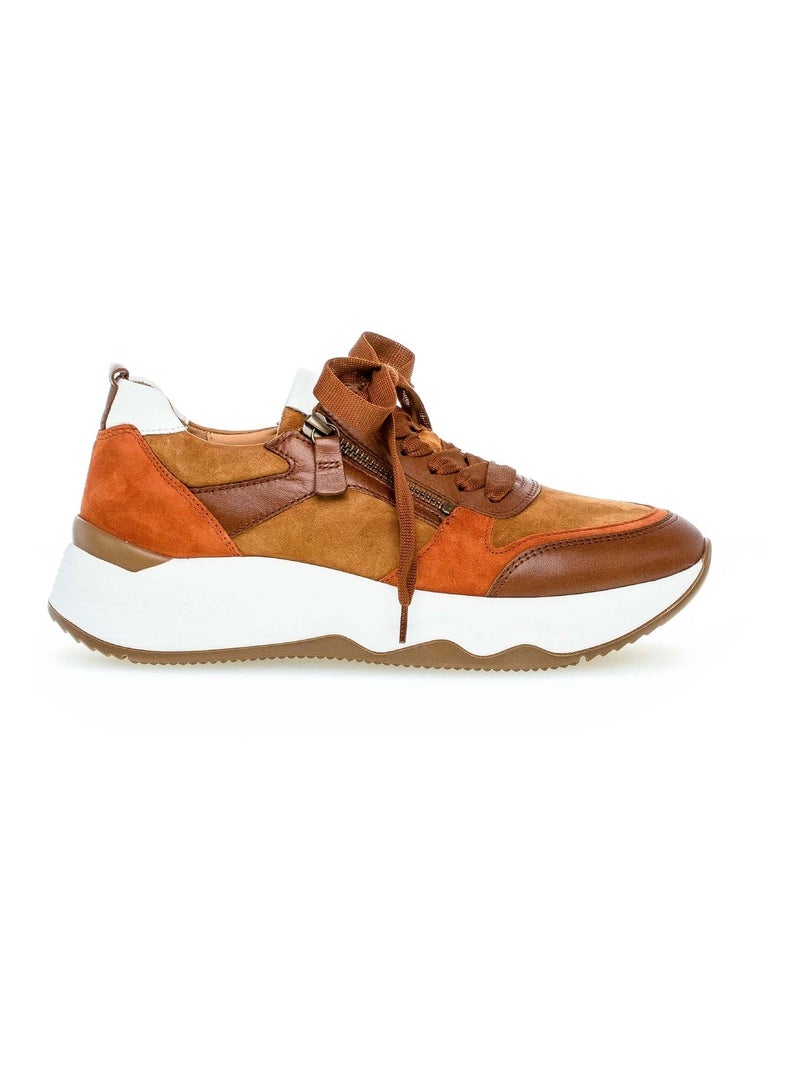 Baskets  en cuir lisse Gabor Marron - Kiabi