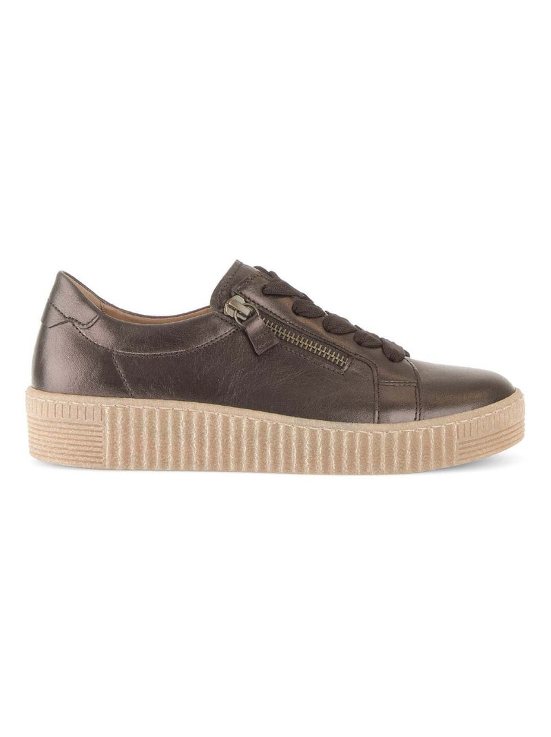 Baskets  en cuir lisse Gabor Marron - Kiabi