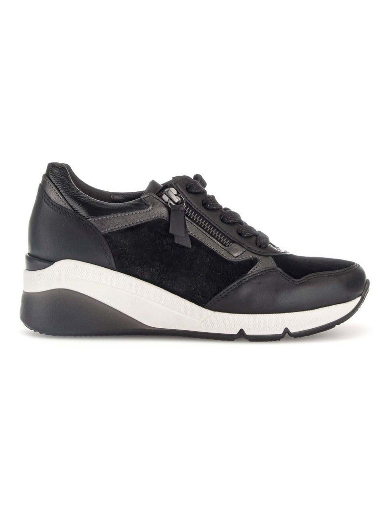 Baskets  en cuir lisse Gabor Noir Noir - Kiabi