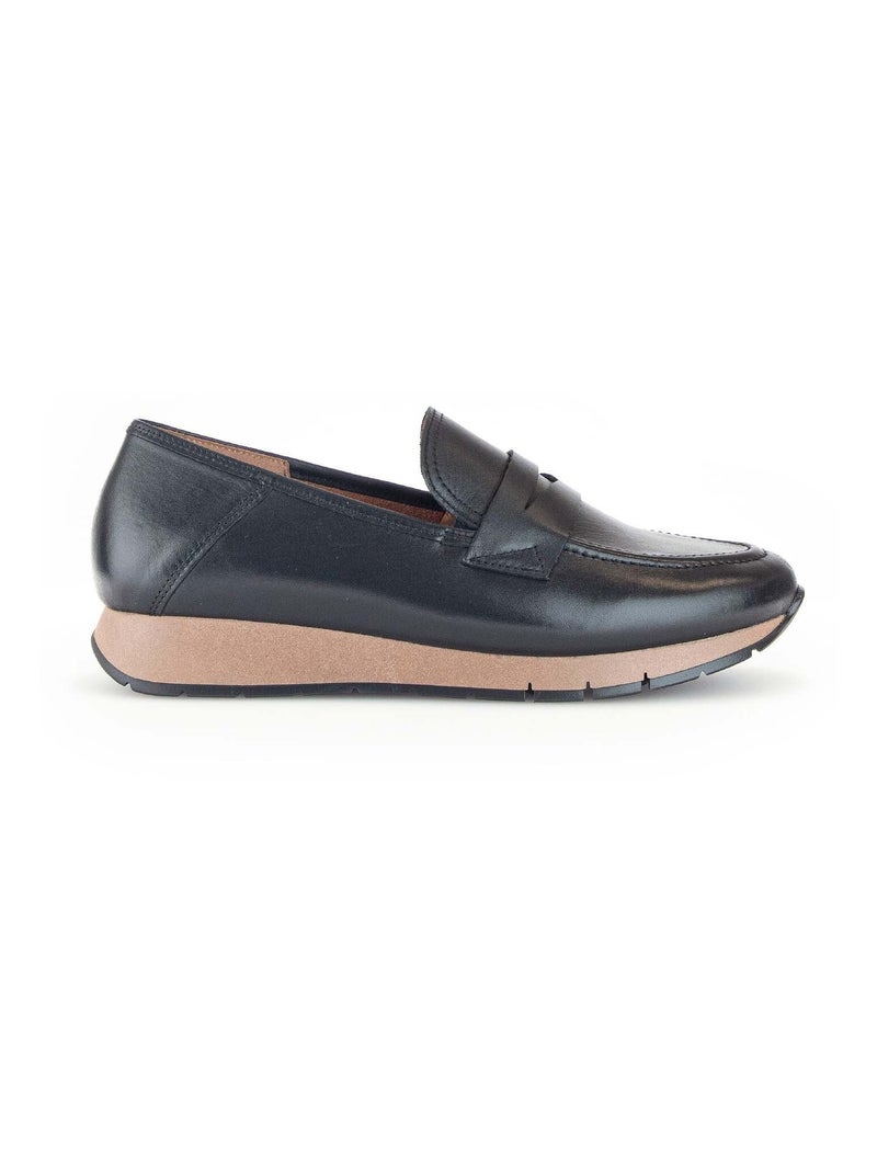 Baskets  en cuir lisse Gabor Noir Noir - Kiabi