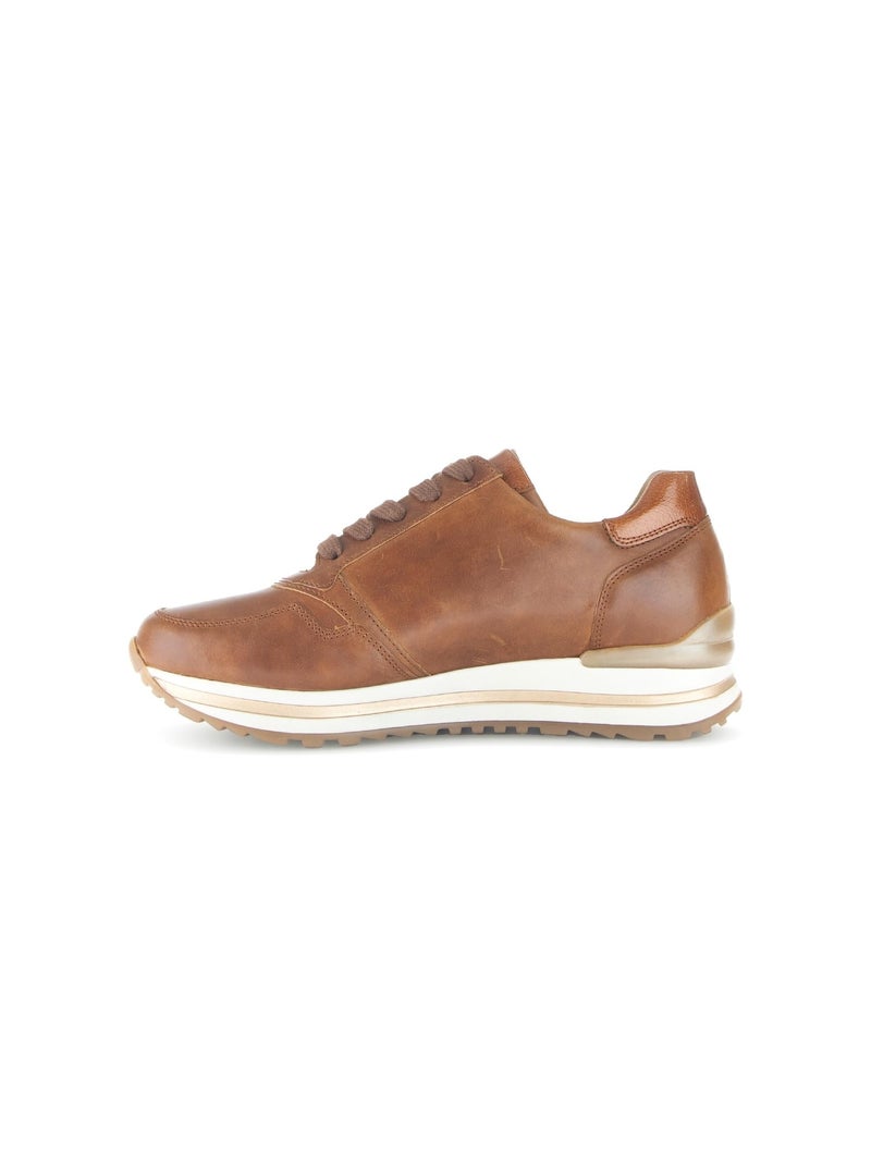 Baskets  en cuir lisse Marron clair - Kiabi