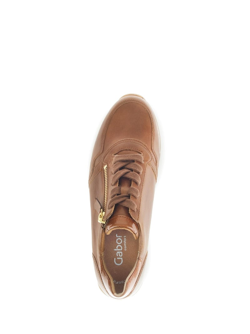 Baskets  en cuir lisse Marron clair - Kiabi