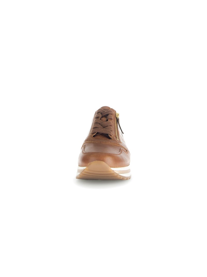 Baskets  en cuir lisse Marron clair - Kiabi