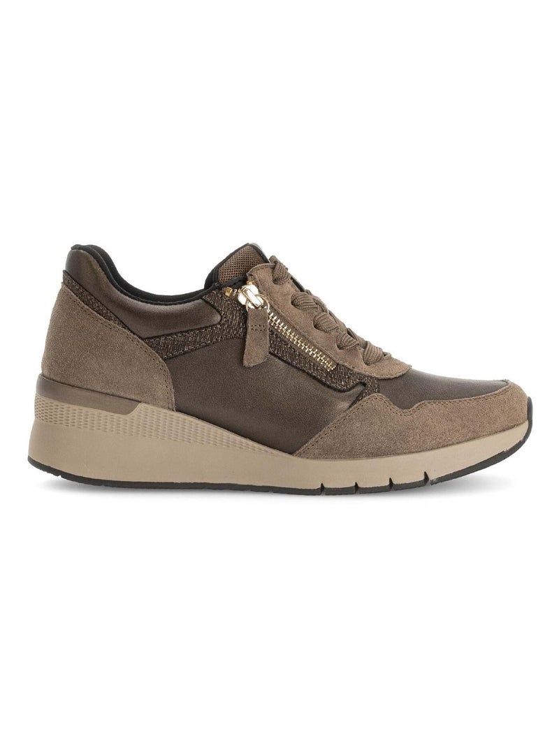 Baskets  en cuir lisse Marron clair - Kiabi