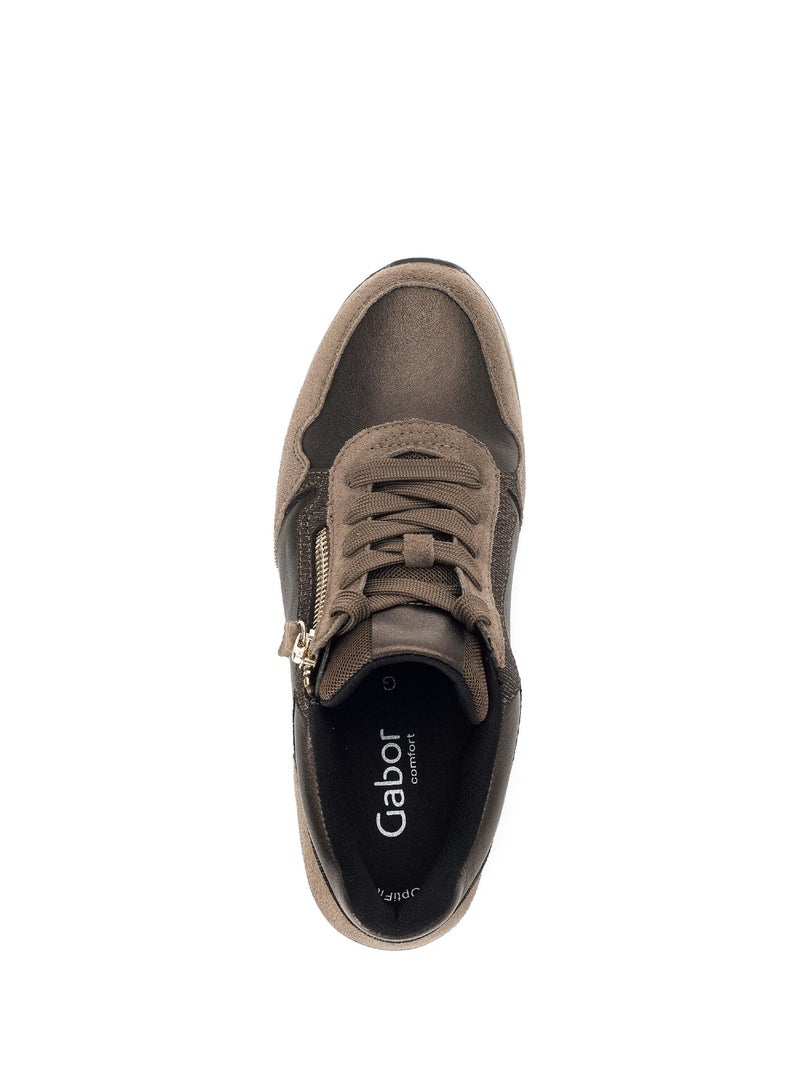 Baskets  en cuir lisse Marron clair - Kiabi