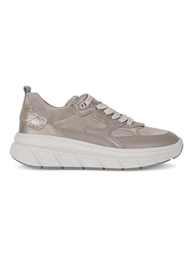 Baskets  en cuir lisse Marron clair - Kiabi