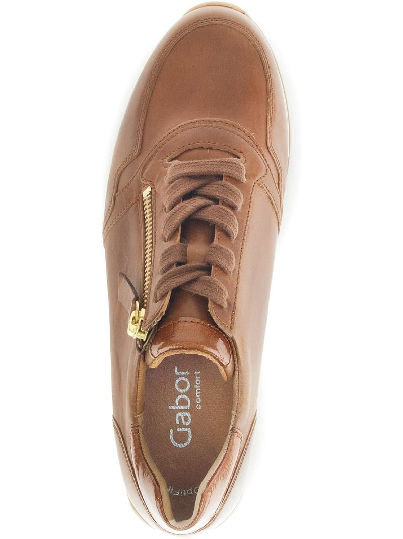 Baskets  en cuir lisse Marron - Kiabi