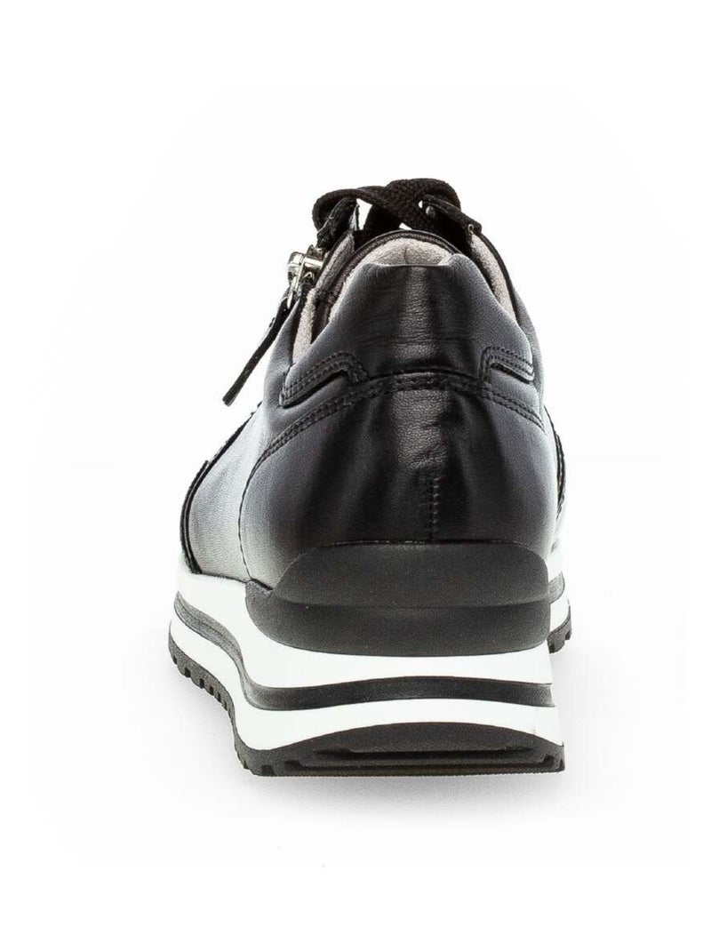 Baskets  en cuir lisse Noir - Kiabi