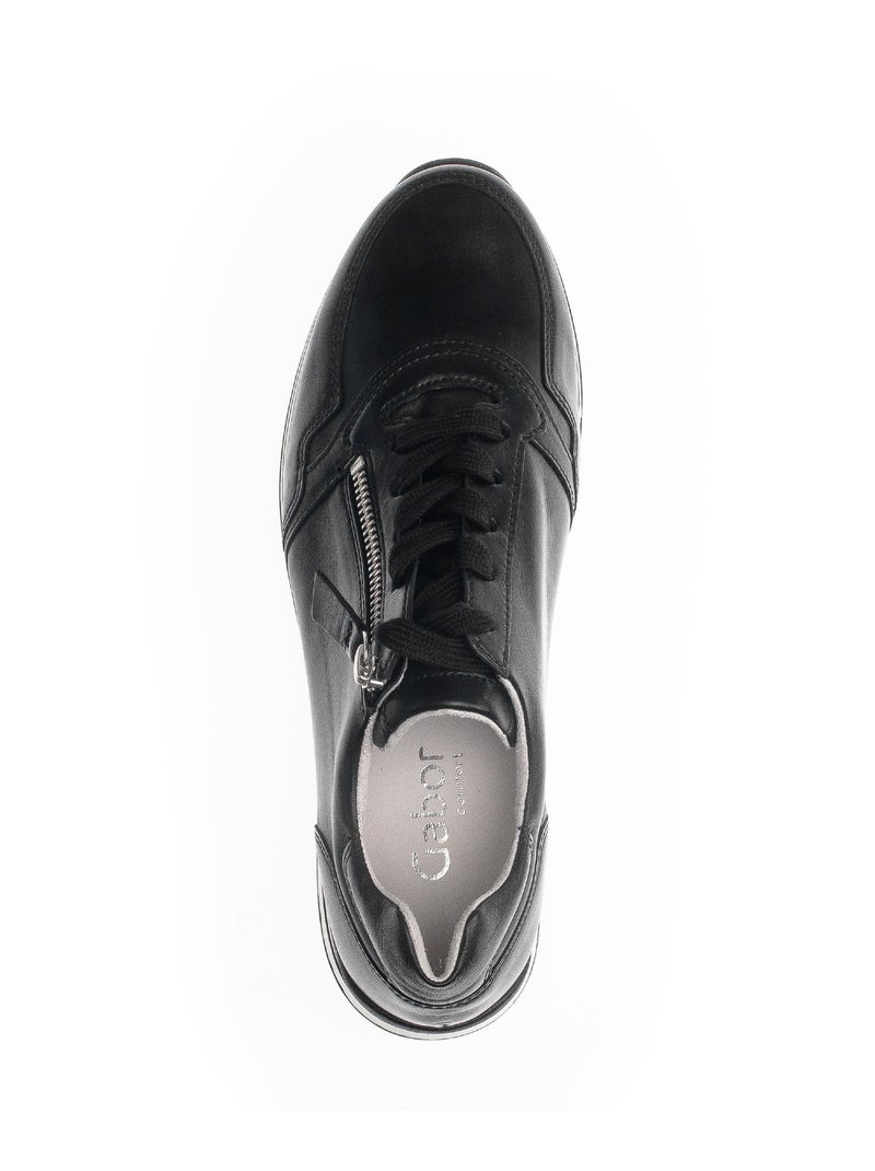 Baskets  en cuir lisse Noir - Kiabi