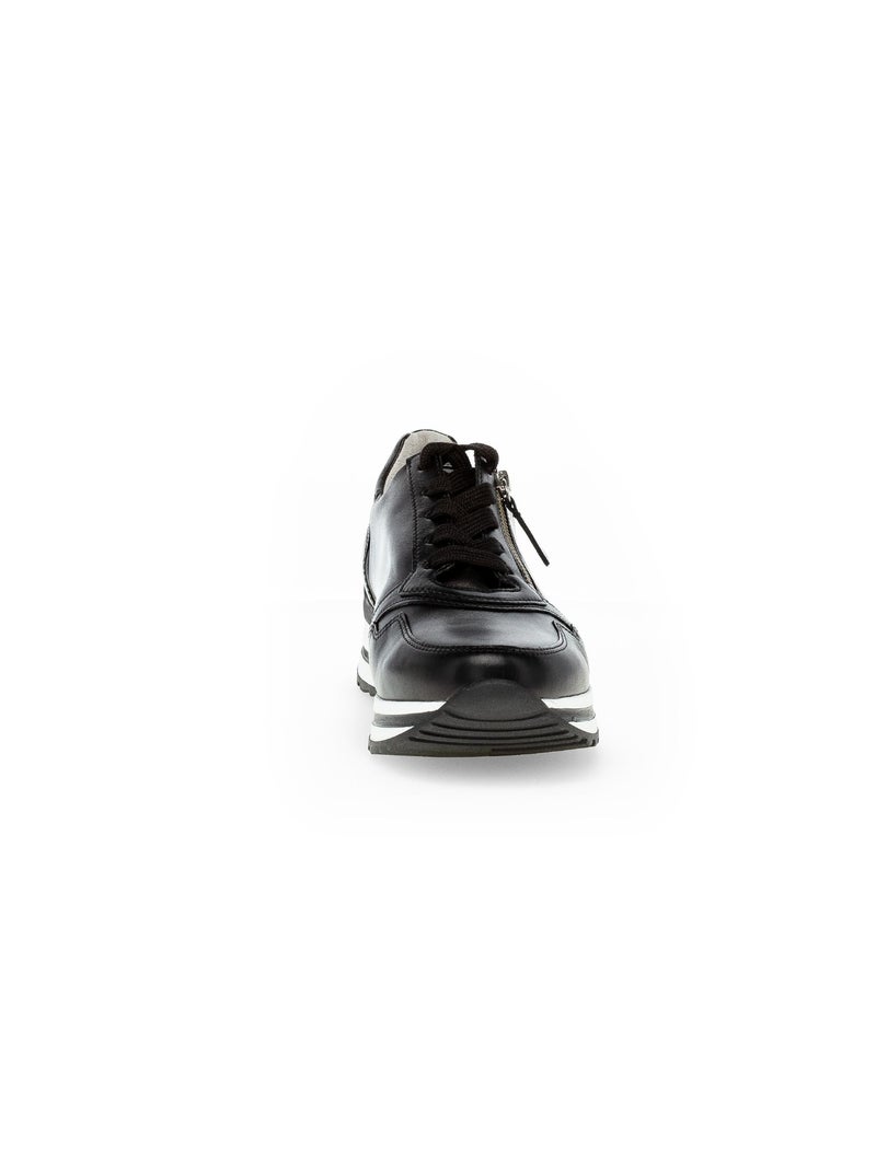 Baskets  en cuir lisse Noir - Kiabi