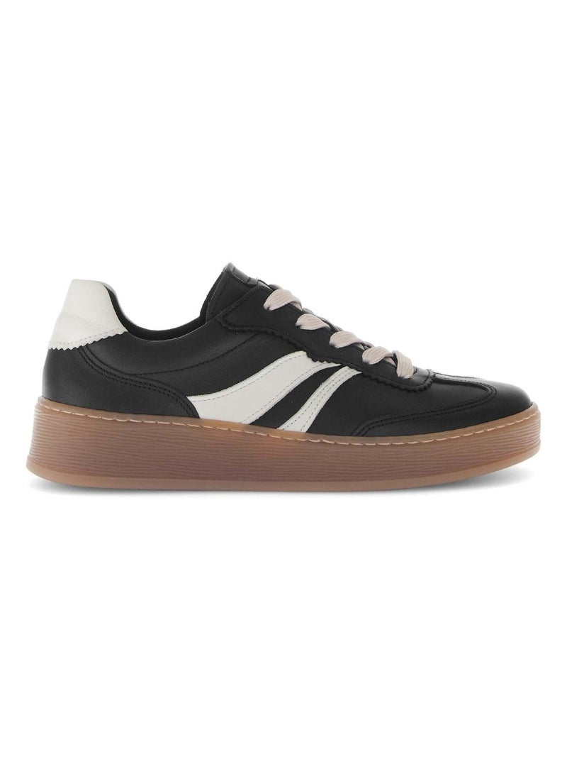 Baskets  en cuir lisse Noir - Kiabi