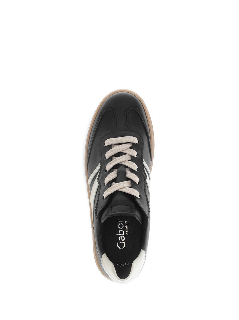Baskets  en cuir lisse Noir - Kiabi