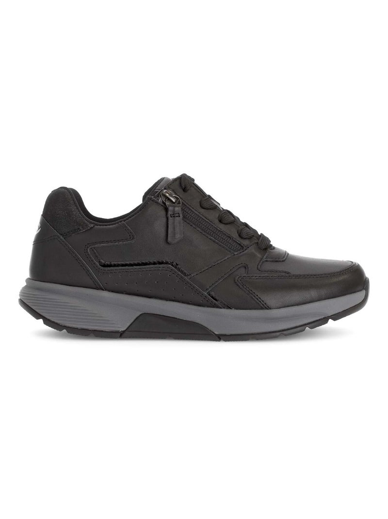 Baskets  en cuir lisse Noir - Kiabi