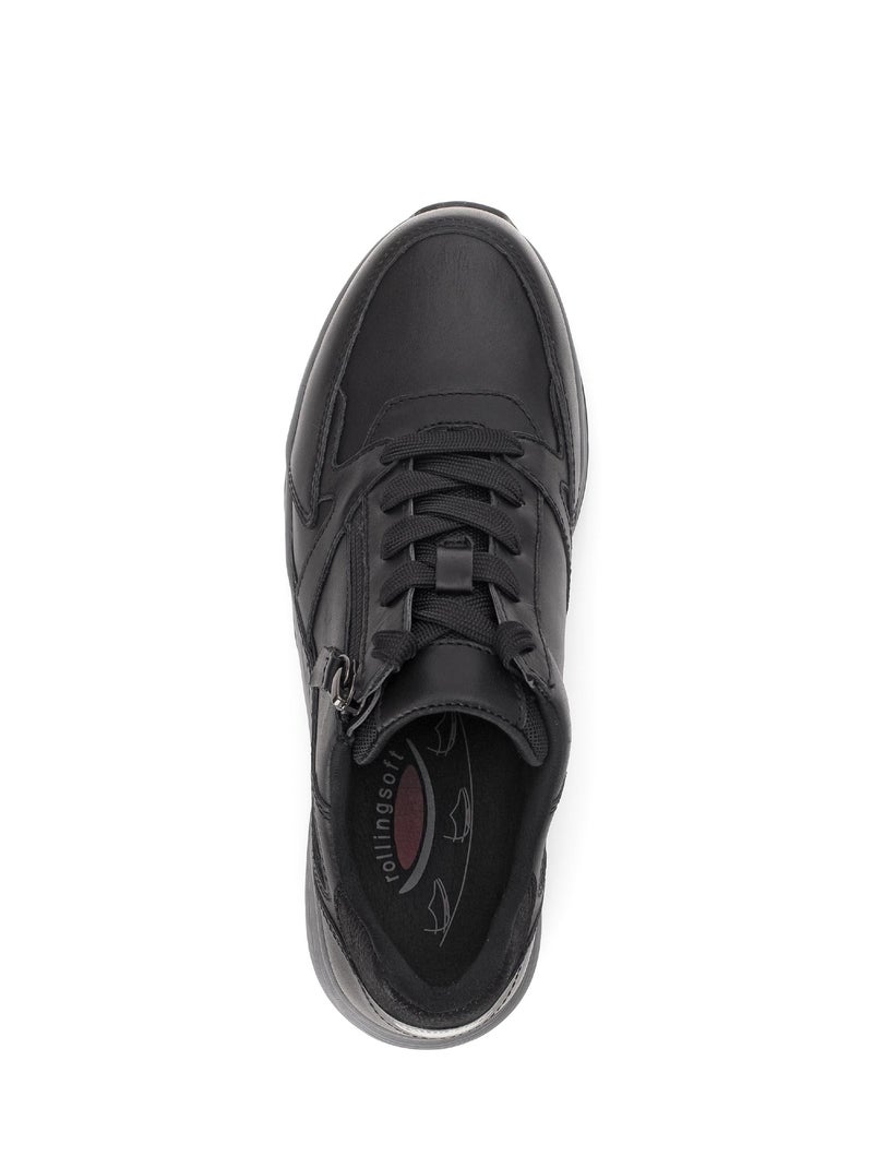 Baskets  en cuir lisse Noir - Kiabi