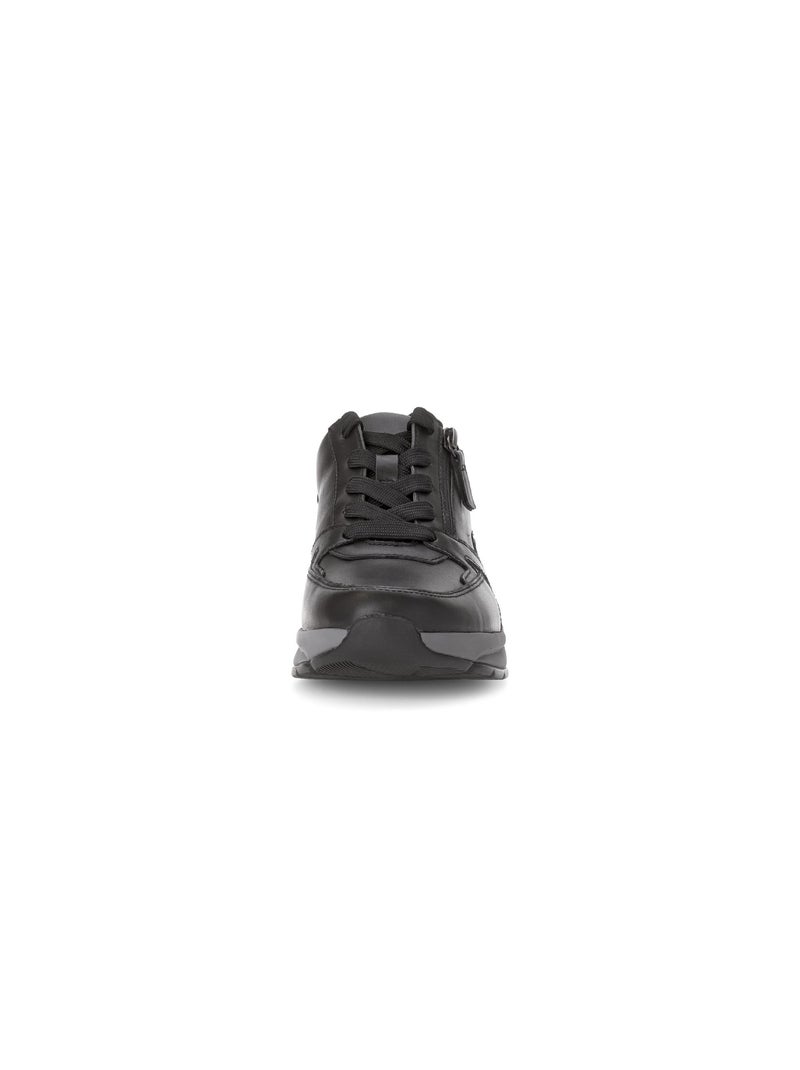 Baskets  en cuir lisse Noir - Kiabi