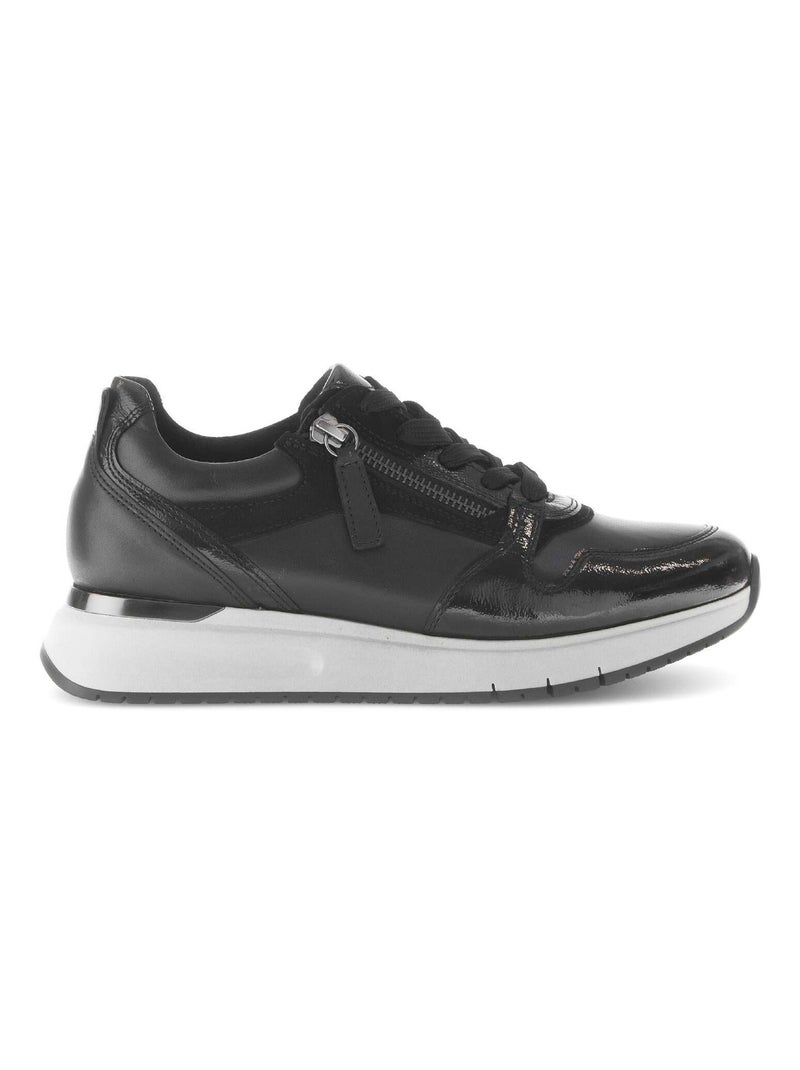 Baskets  en cuir lisse Noir - Kiabi