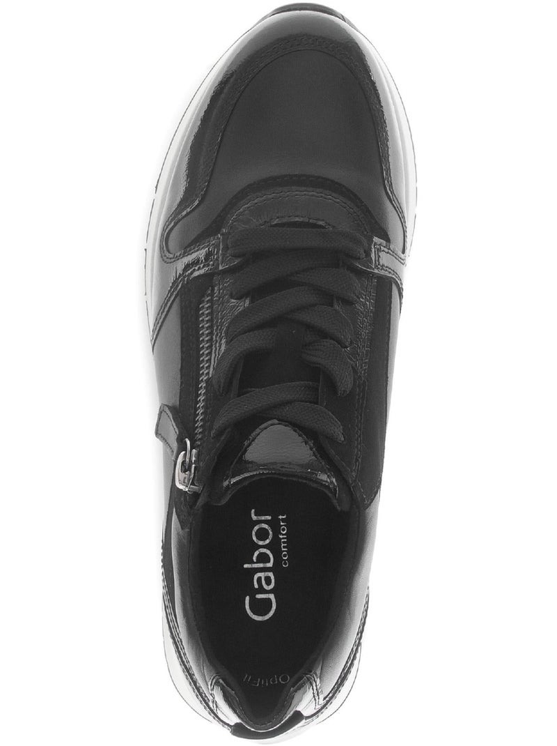 Baskets  en cuir lisse Noir - Kiabi