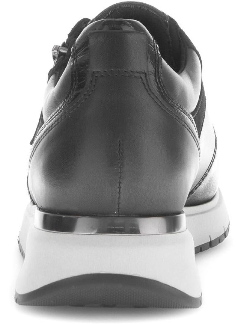 Baskets  en cuir lisse Noir - Kiabi