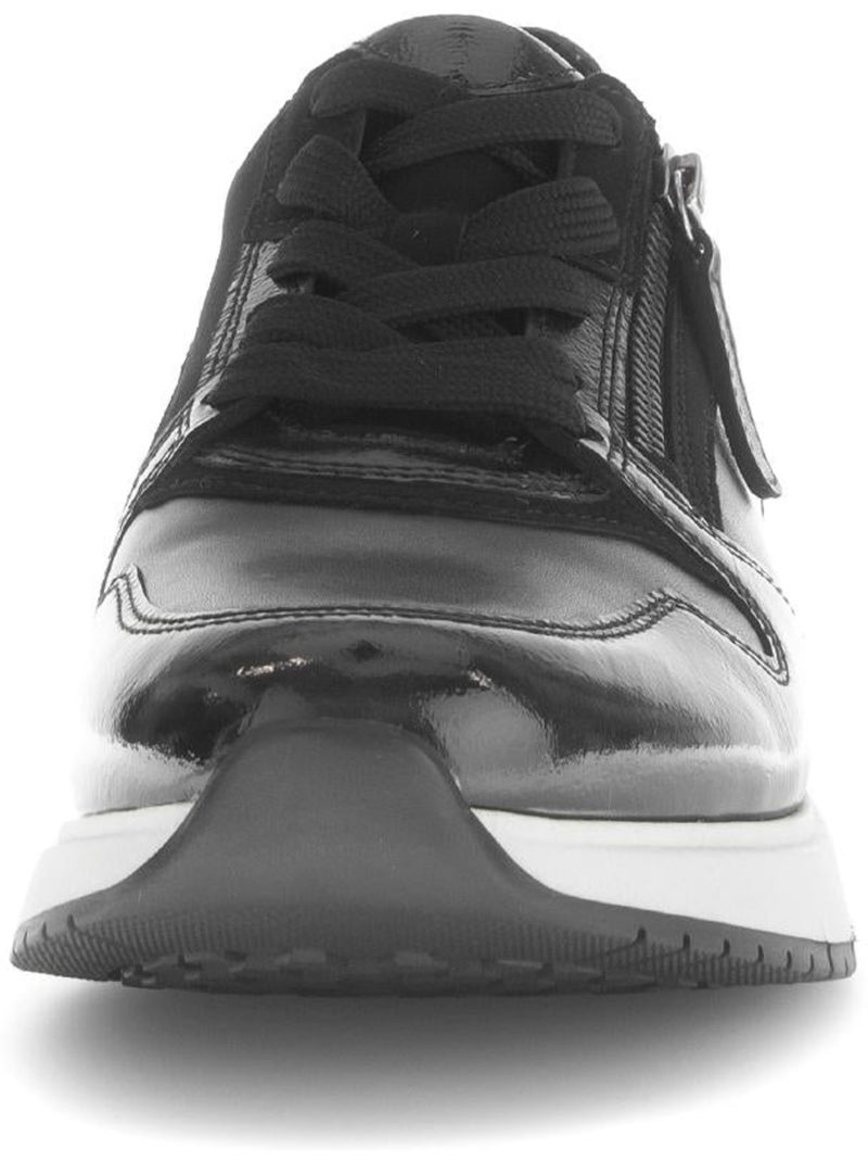 Baskets  en cuir lisse Noir - Kiabi