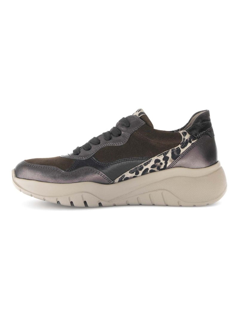 Baskets  en cuir lisse Noir - Kiabi