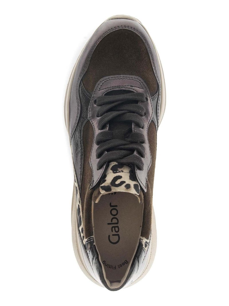 Baskets  en cuir lisse Noir - Kiabi