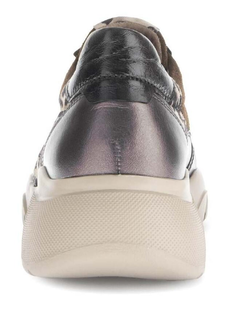 Baskets  en cuir lisse Noir - Kiabi