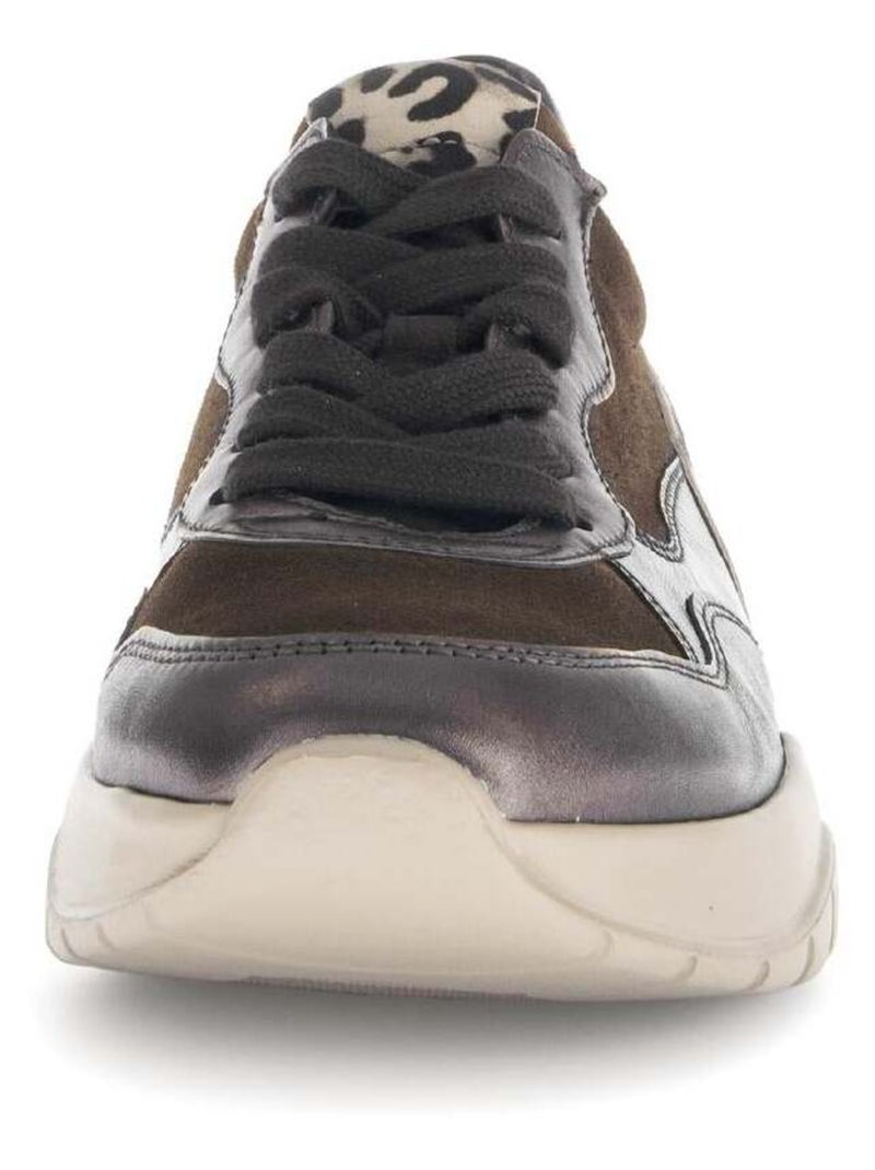 Baskets  en cuir lisse Noir - Kiabi