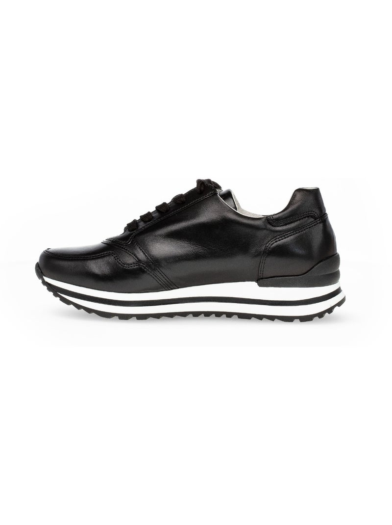 Baskets  en cuir lisse Noir Noir - Kiabi