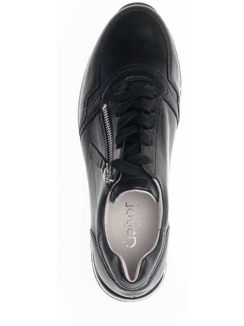 Baskets  en cuir lisse Noir Noir - Kiabi