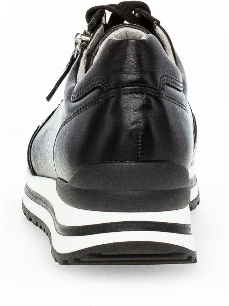 Baskets  en cuir lisse Noir Noir - Kiabi