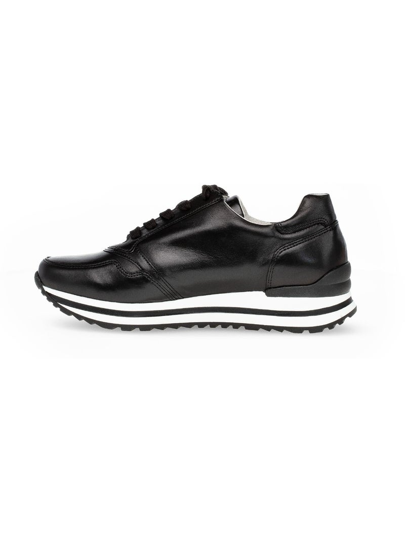 Baskets  en cuir lisse Noir Noir - Kiabi