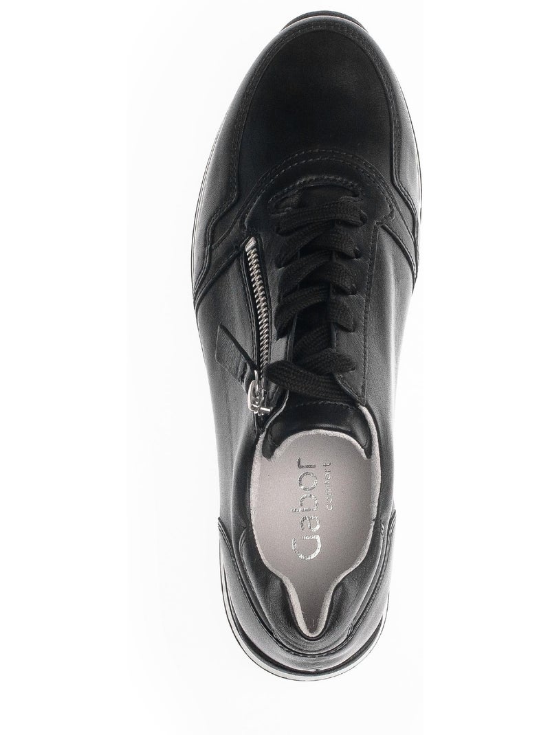 Baskets  en cuir lisse Noir Noir - Kiabi
