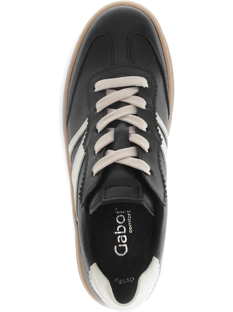 Baskets  en cuir lisse Noir Noir - Kiabi