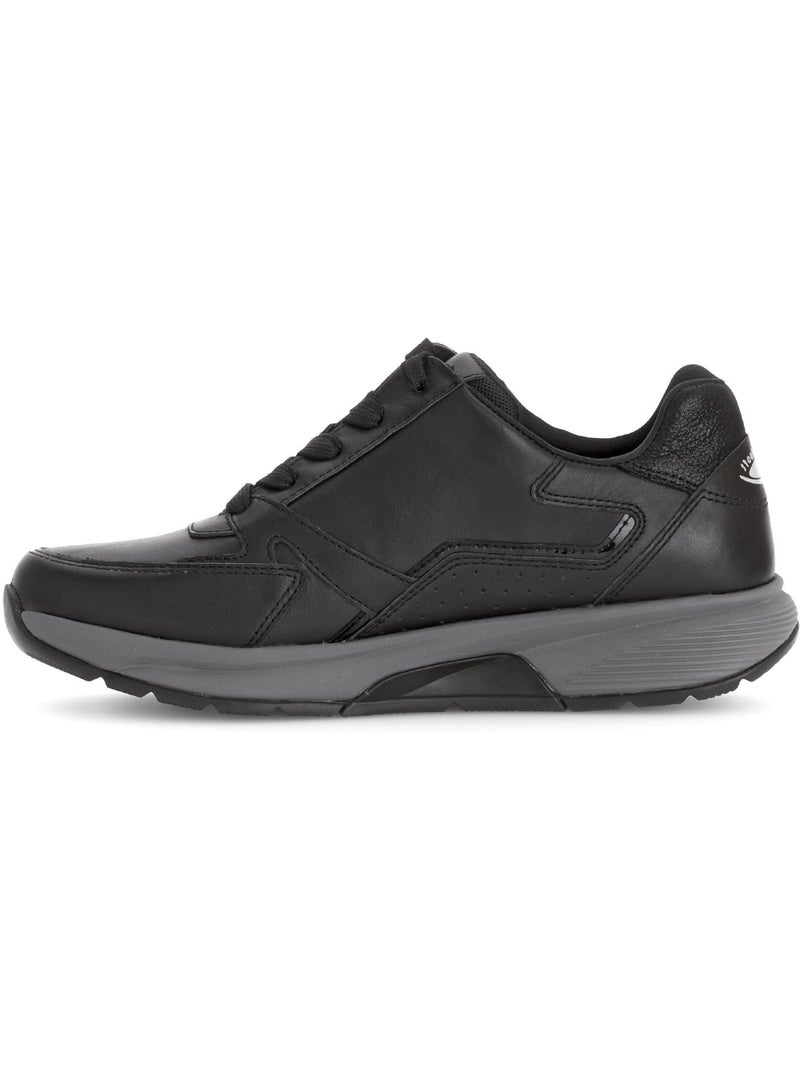 Baskets  en cuir lisse Noir Noir - Kiabi