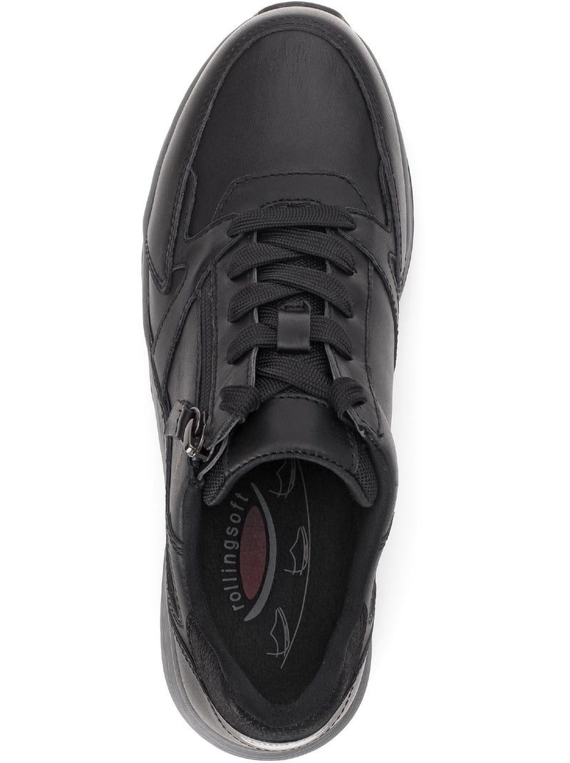 Baskets  en cuir lisse Noir Noir - Kiabi